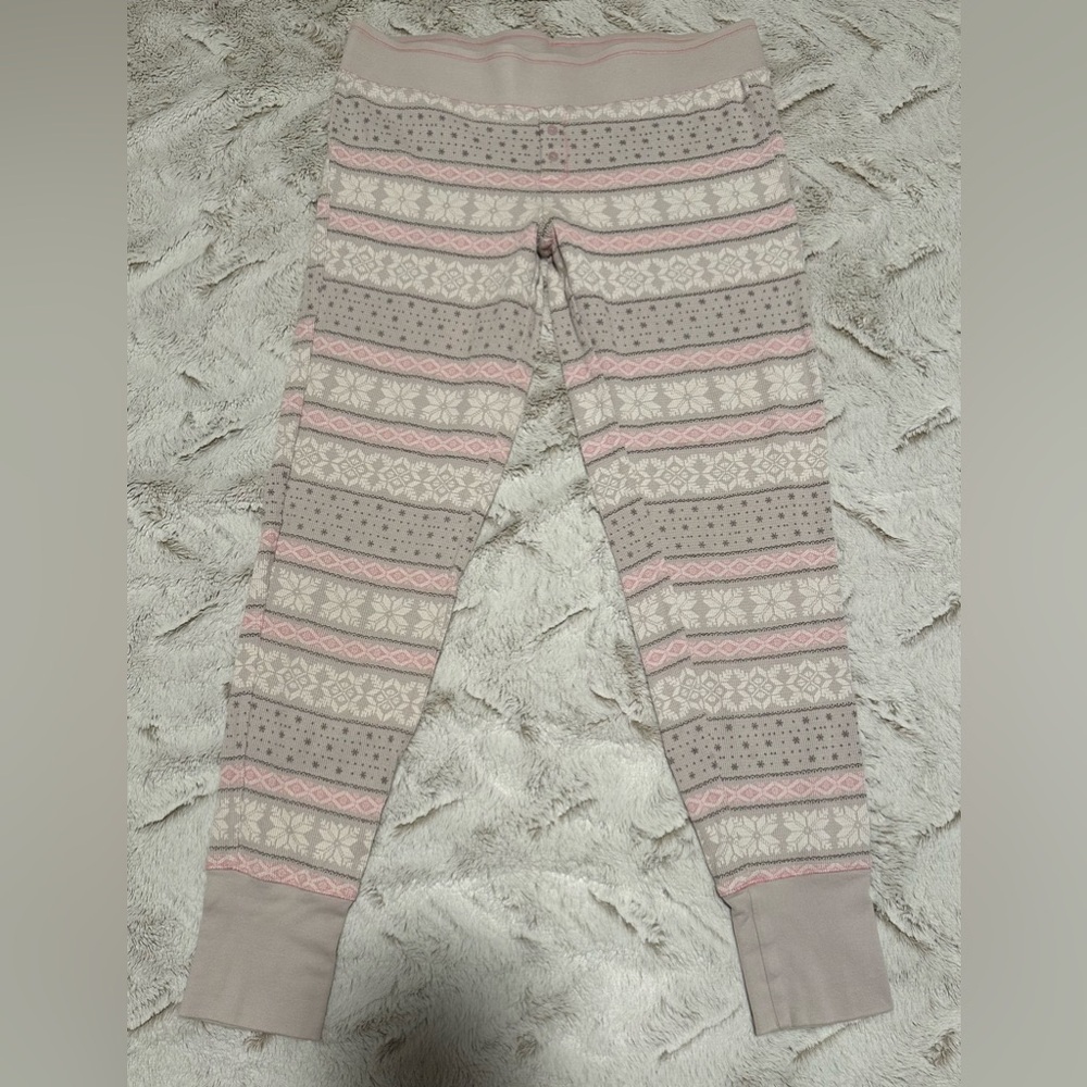 Victoria's Secret Snowflake Print Pink and Gray Pajama Pants